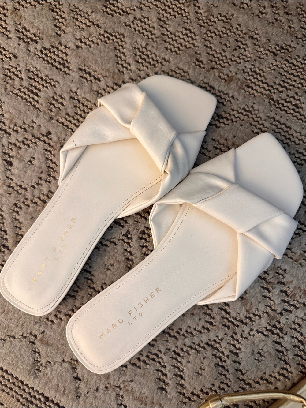 Marc Fisher Cream Knotted Slide Mules